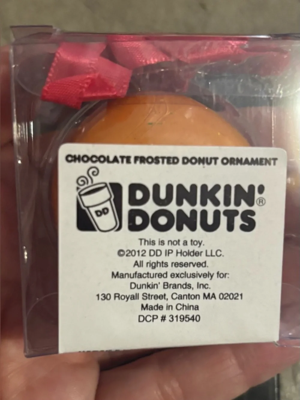New Dunkin' Donuts 2012 Collectible Chocolate Frosted Donut Ornament